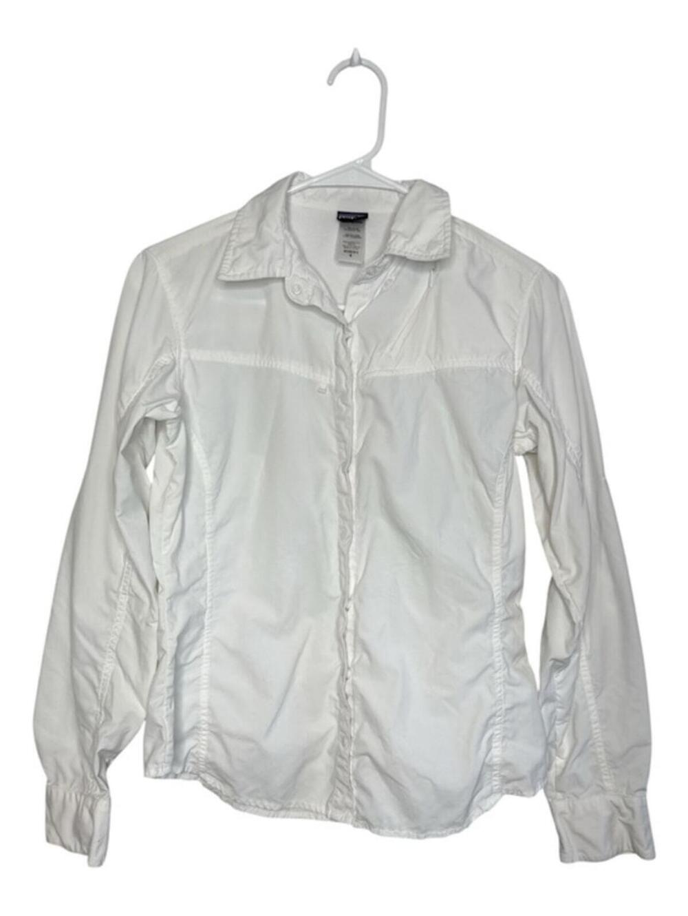 Patagonia Women's White Snap Button Front Long Sleeve Hiking Shirt Size 4